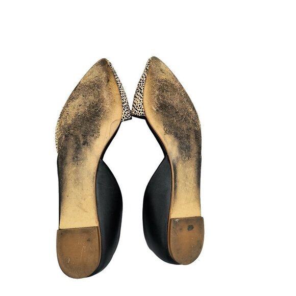 J. Crew‎ Zoe Calf Hair Leather D’Orsay Flats in Black/Tan, Size 9 - Picture 7 of 7